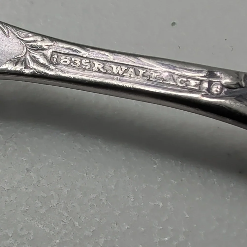 1835 R Wallace Floral Pattern Silver Plate Teaspoon Sectional Triple Monogram